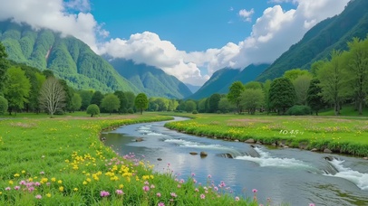 护眼自然山谷河流