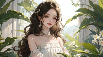 绿丛中的美女