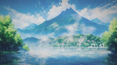 动漫风景AI插画