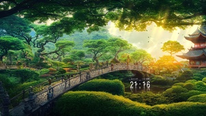 树荫木桥