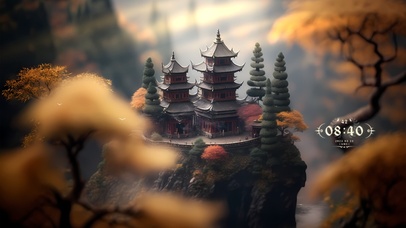 唯美治愈秋叶寺庙