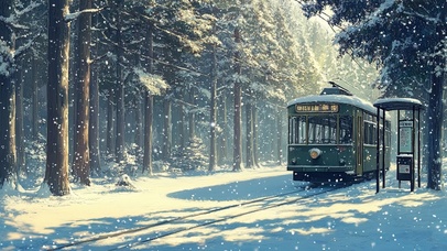 森林中的绿色火车