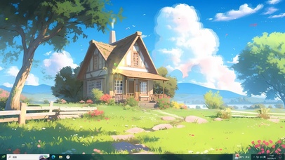 蓝天下的静谧小屋