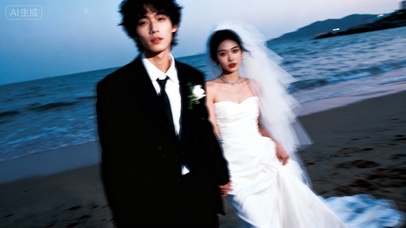 潮汐婚纱：海岸边的复古爱之诗