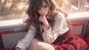 格子裙女孩