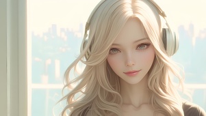 戴耳机美少女