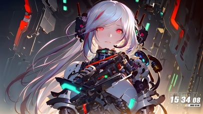 可爱赛博银发少女