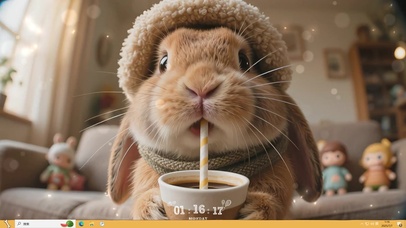 萌萌兔在喝双椰摩卡哟