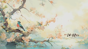 古风鸟鸣桃花
