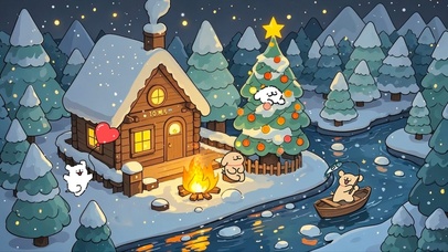 线条小狗冬日时光