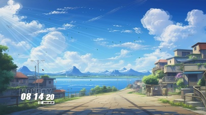 蓝天白云房屋海景