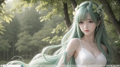 4k森林绿发秀丽纯欲美少女