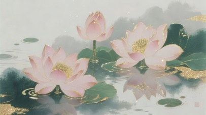 莲开见金，富贵自来