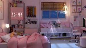 唯美少女粉色房间