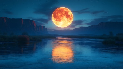 月光下的静谧河谷