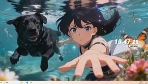 女孩与宠物狗桌面主题