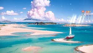 清凉海滩帆船