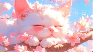 可爱粉色樱花猫咪