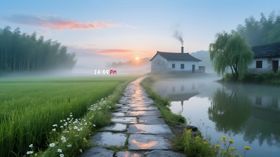 清晨云雾乡村小路