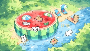 清凉夏日可爱狗
