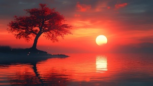夕阳树影