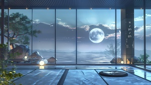 湖景月色