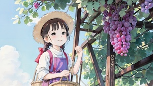 田园系列-采葡萄的女孩