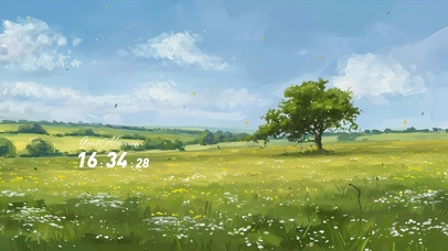 护眼蓝天白云草地