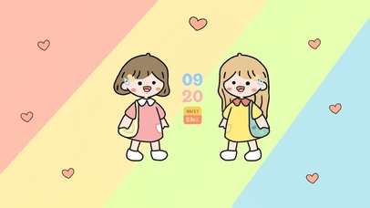 卡通插画姐妹俩