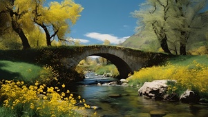 石桥风景-春