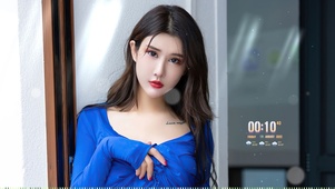 4K蓝色战衣清纯美女