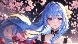 蓝色长发女孩