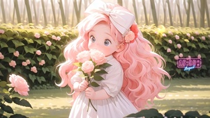 粉色花海女孩
