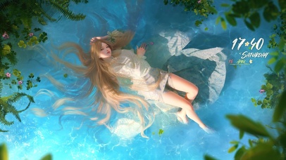 唯美水池金发女孩