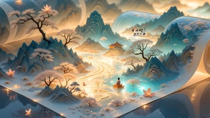 鎏金山水画