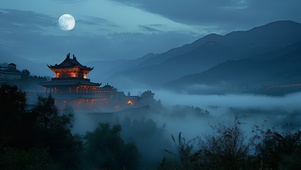 寺庙明月