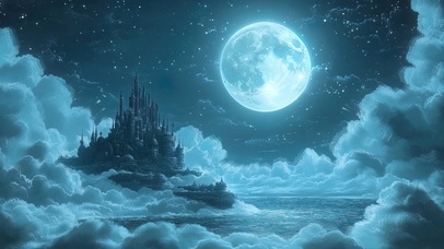 幽蓝静谧云上月亮城堡