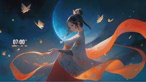 4K 月下戏蝶