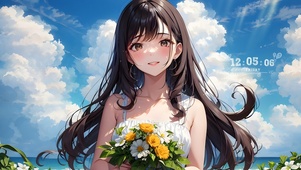 4k手捧花女孩