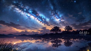 治愈唯美湖景星空