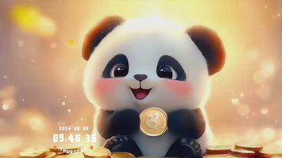 收到好多金币的呆萌熊猫