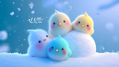 雪地里的萌萌鸡