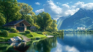 治愈护眼清新湖畔小屋