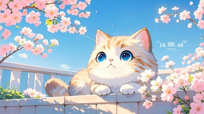 赏桃花的猫咪