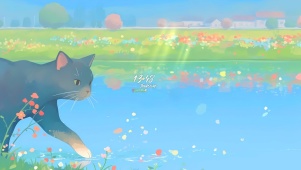溪边小黑猫