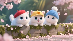 可爱三只猫
