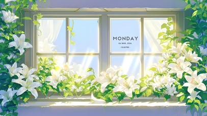 小清新窗台百合