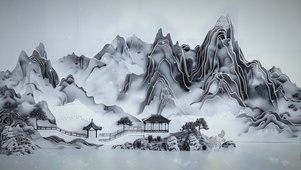 古风鎏金山水插画