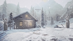 暴风雪下的小木屋