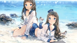 气泡海边少女